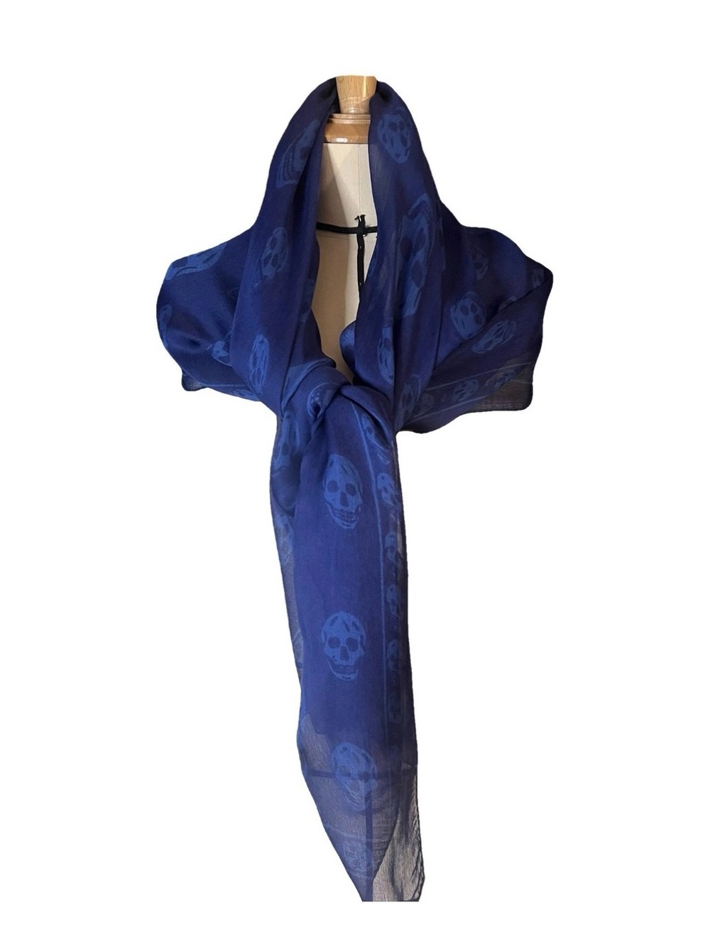 Alexander McQueen Silk Blue on Blue Scarf NWOT